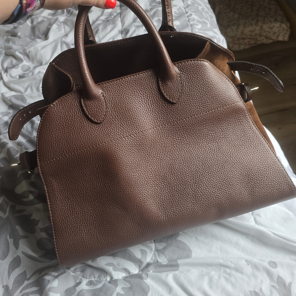 Classic Brown Leather Satchel Handbag